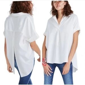 Madewell White Courier Button Back Shirt